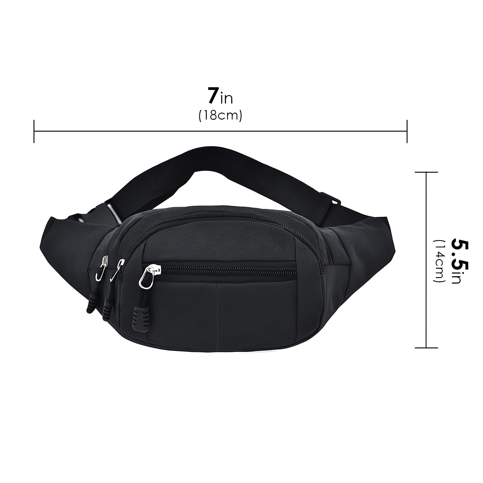 Adorila 11" Large Fanny Pack for Men Women - 4 Zipper Pocket Crossbody Belt Bag - Adjustable Chest Sling for Travel (Black) - Image 4