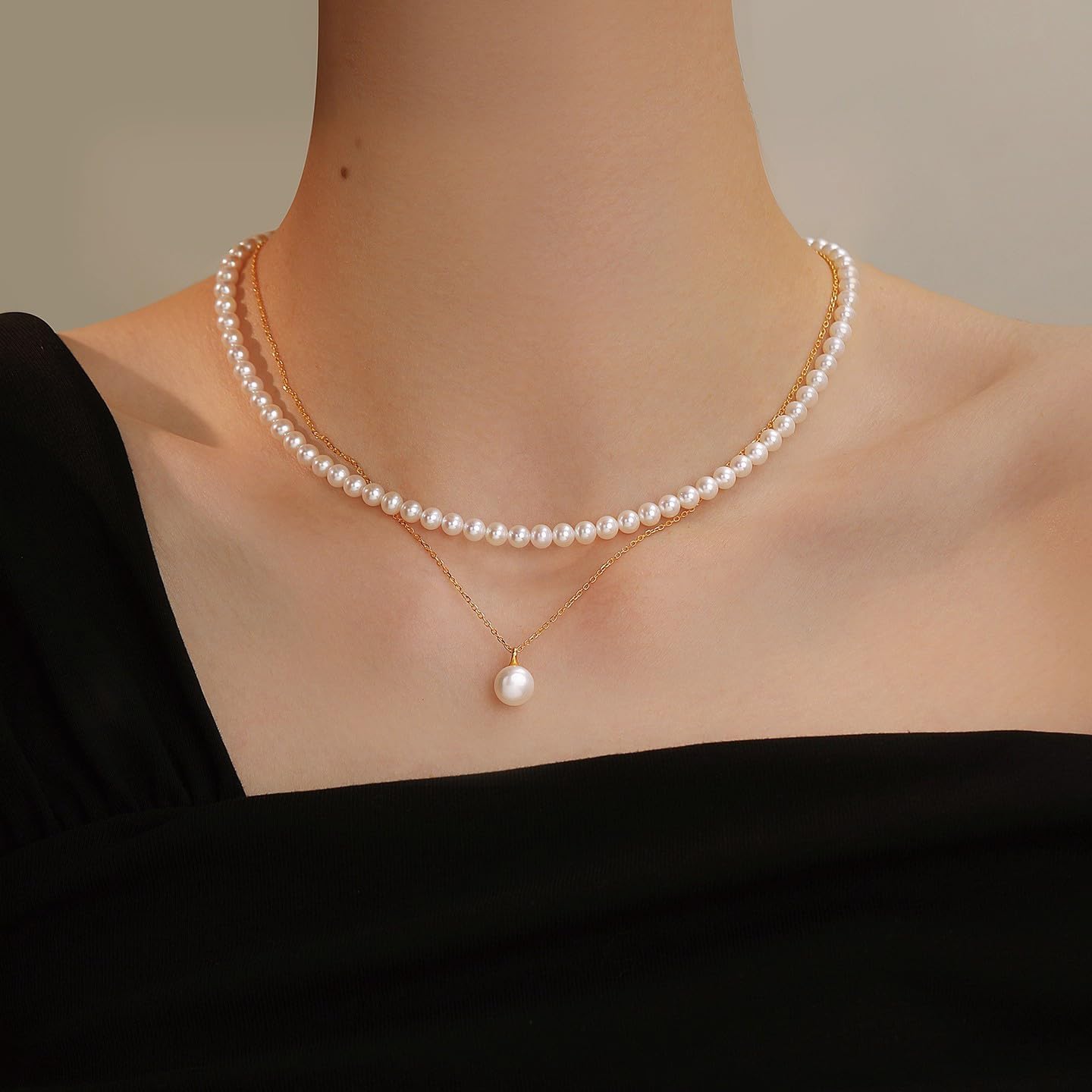White Genuine Freshwater Cultured Pearl Necklace For Women, 5MM 6MM 7MM 8MM 9MM 10MM, Real Pearl Strand Necklace Jewelry, Good Love Gift For Anniversary, Birthday