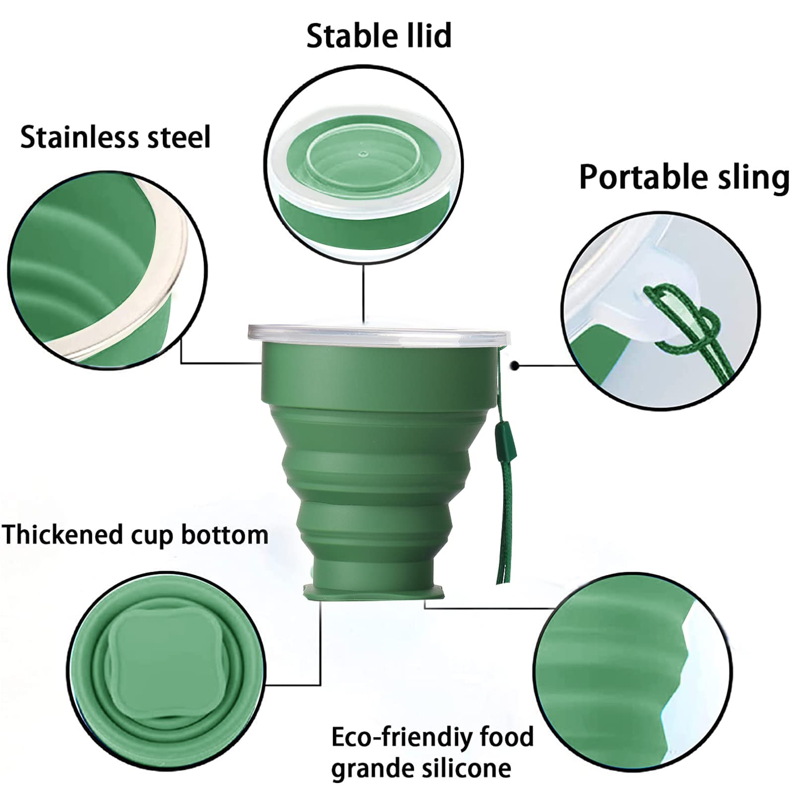 4 Tazze Pieghevoli In Silicone Alimentare - Portatili, Per Viaggio, Campeggio, Escursionismo - Risparmio Spazio