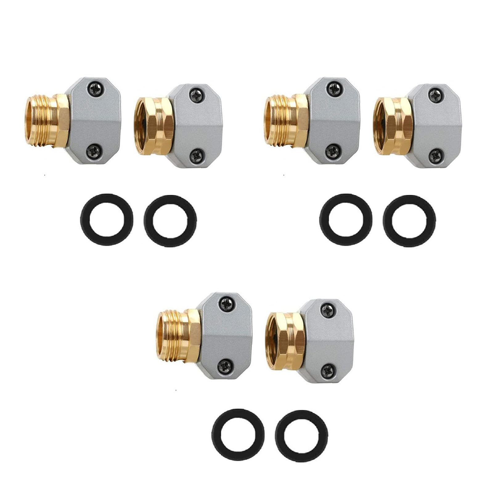 3Pack Multipurpose Zincs Alloys Pipe Fitting Universals Garden Hose Coupler Repair Fitting Efficient Water Flows Control Rusts Proof Hose Joint Connector