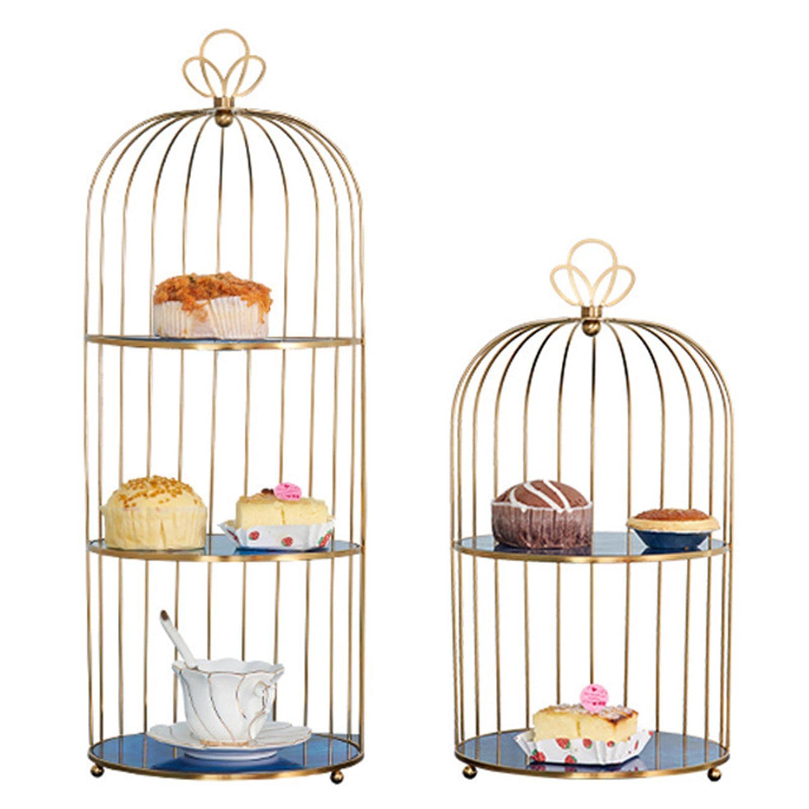 Alzata per Torta in Metallo Espositore per Gioielli Organizzatore a Righe Geometriche Vassoio da Bagno Nordico per la Cena Decorazione per la tavola, 2 Livelli