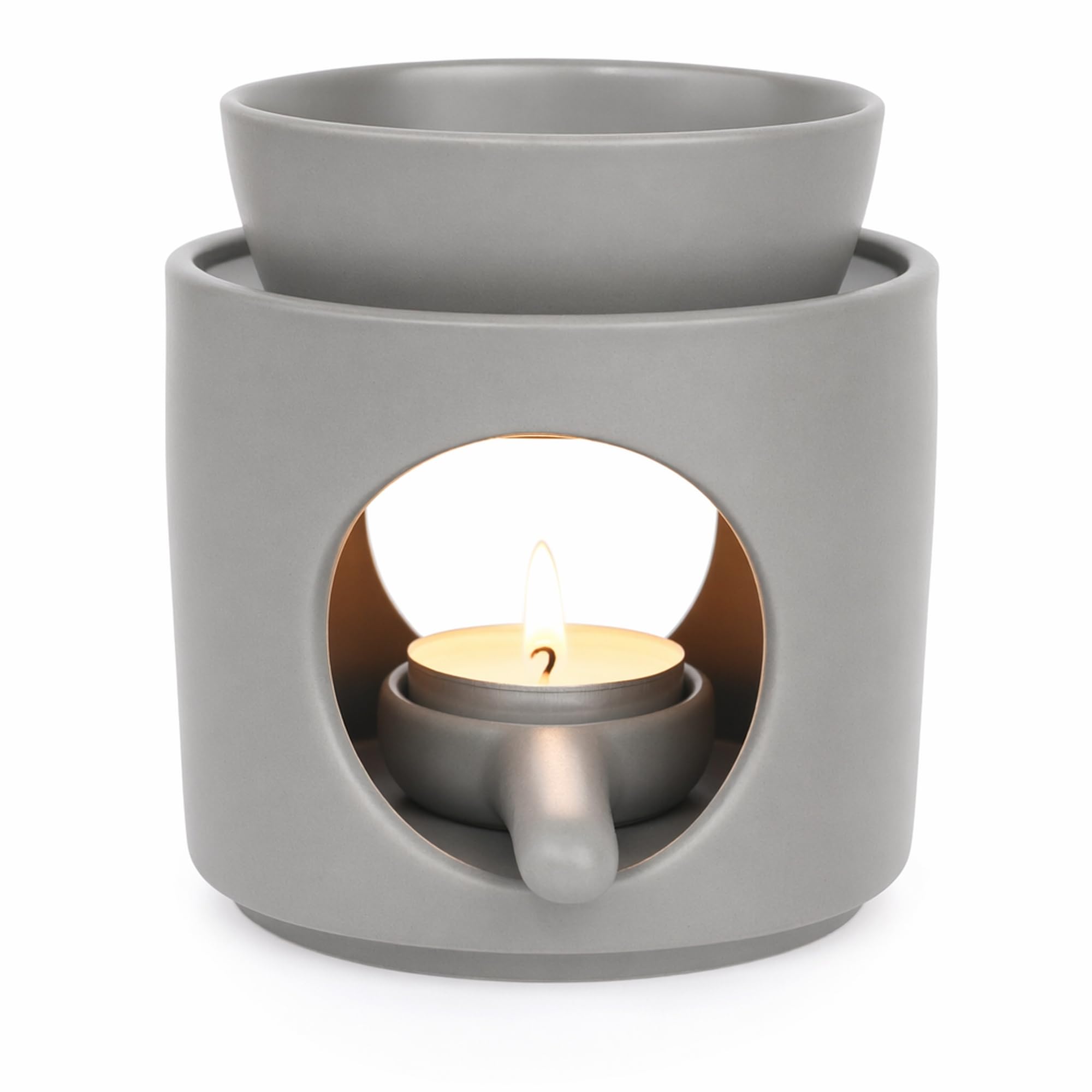 WD&CD Wax Melt Ceramic Oil Burner Aroma Diffuser Essential Oil Burner Aromatherapy Wax burner with Tealight Holder Home Bedroom Decor (Grey) — image 1