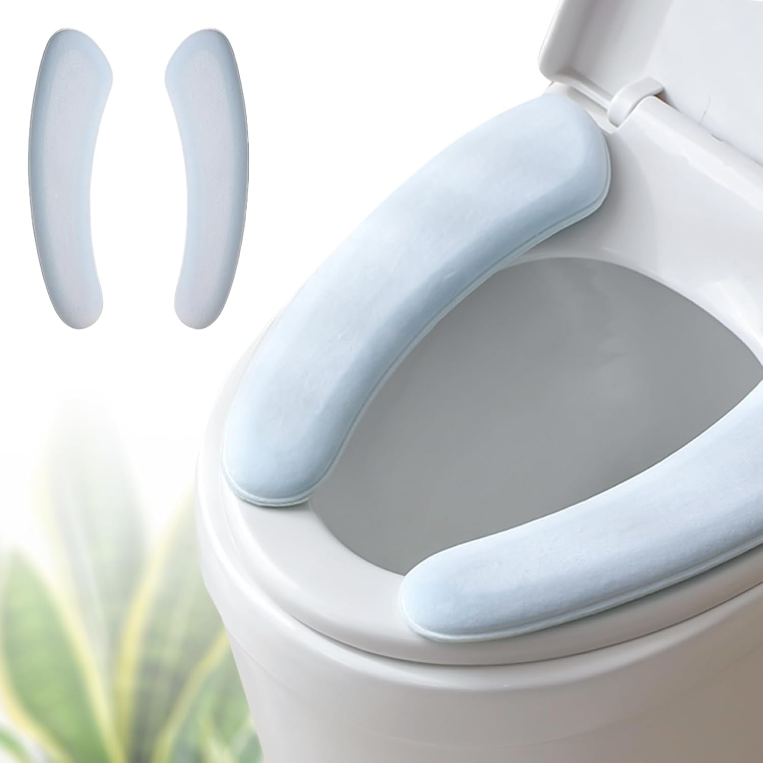 Thick and Elastic Toilet Seat Cover – Washable & Reusable with Double-Sided Hook and Loop Fastener for Easy Attachment – Cushioned Mat with Thick Sponge for Extra Comfort (Blue)