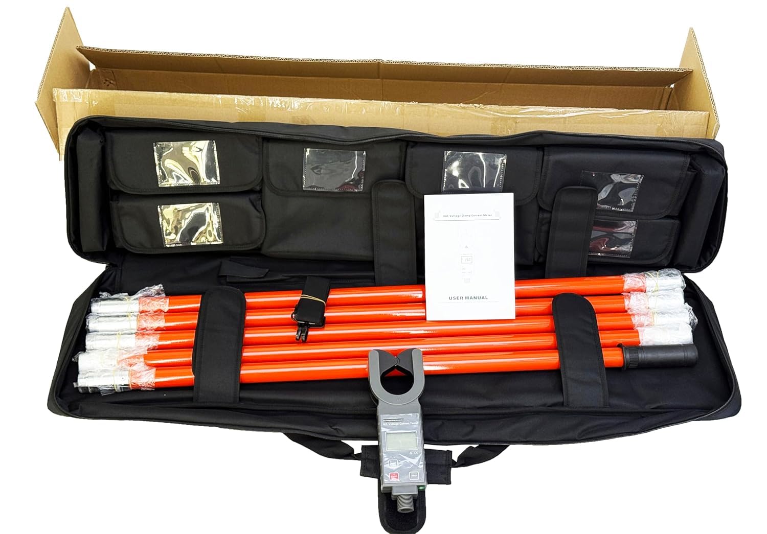 High and Low Voltage Clamp Current Tester Clamp Ammeter Transformer Current Meter with Jaw Size 50mm Range 0.0mA to 1200A(50/60Hz Auto Identification) Accuracy ±2%±5dgt Five Insulated Rods (5m)