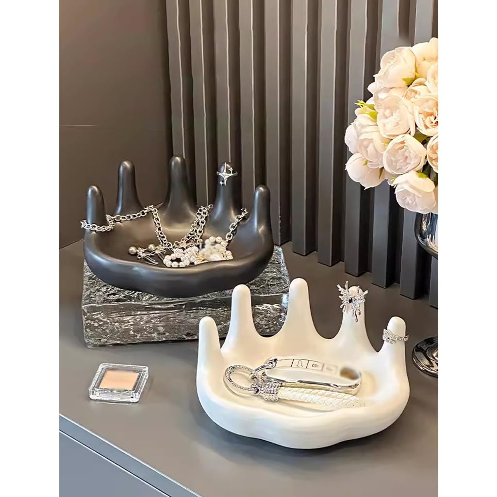 Bandeja de joyería cosmética para decoración de Mesa de Centro, Organizador de Llaves, teléfono, Monedas, Relojes, Soporte para Dulces, Bandeja para Llaves, Escultura de Palma de c