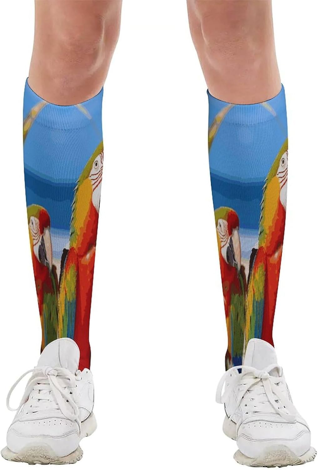 Beach Parrots Crew Socks Calf Socks Athletic Crew Sock