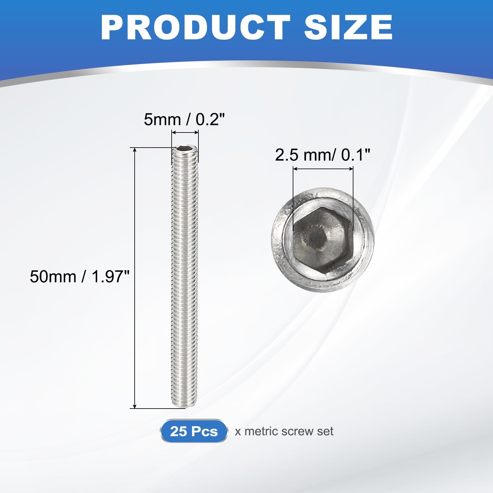 PATIKIL 25 Pcs Hex Socket Grub Screw - Image 2