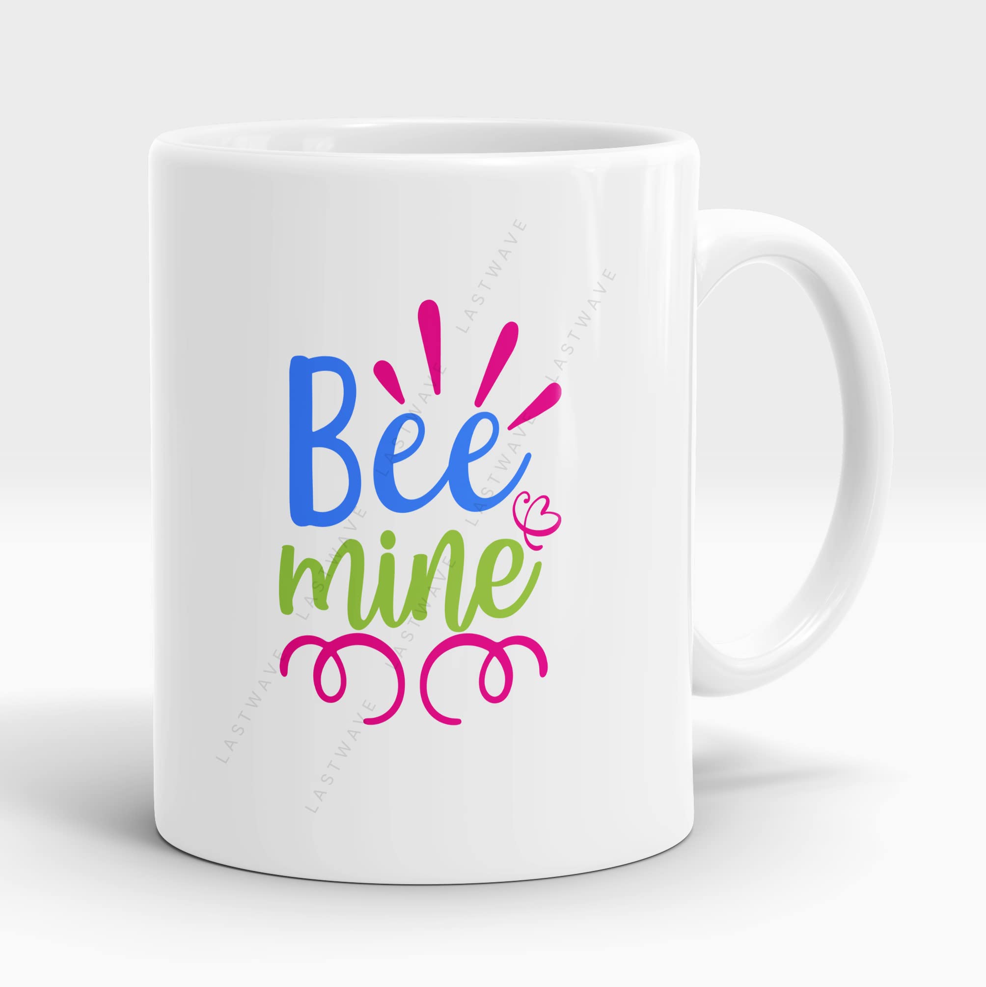 LASTWAVE Valentines Day Coffee Mug Collection, Bee Mine Design 2, Graphic Printed 325ml Ceramic Coffee Mug | Valentines Day Gift for Boyfriend, Girlfriend, Husband, Wife