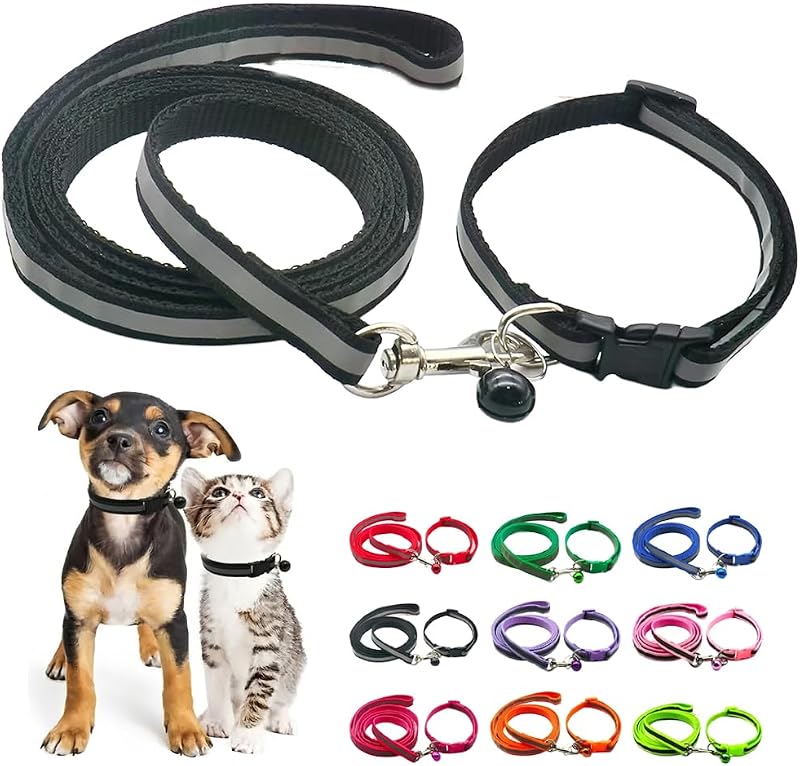 Guia com Coleira para Gatos e Cães Pequenos Hotlion com Faixa Refletiva e Sino – SY3207