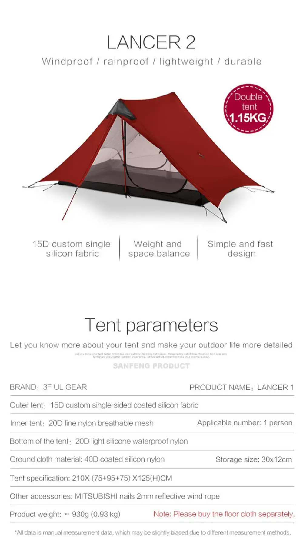 Outdoor Ultralight Camping Tent 