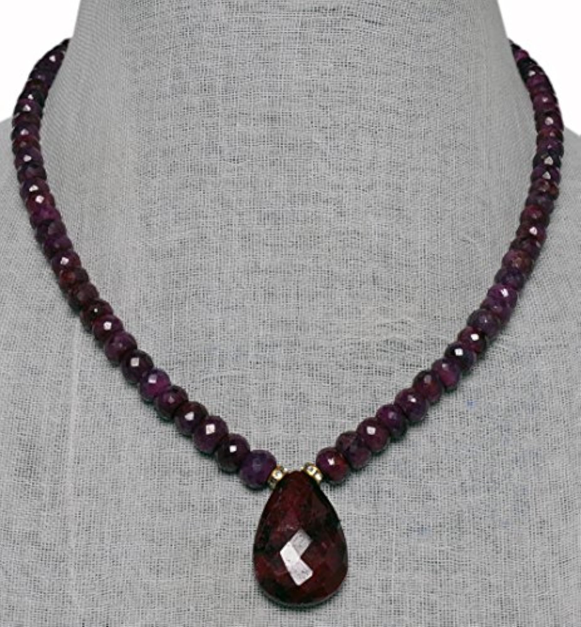 Jaipur Ruby Gemstone Studded Faceted Bead Necklace