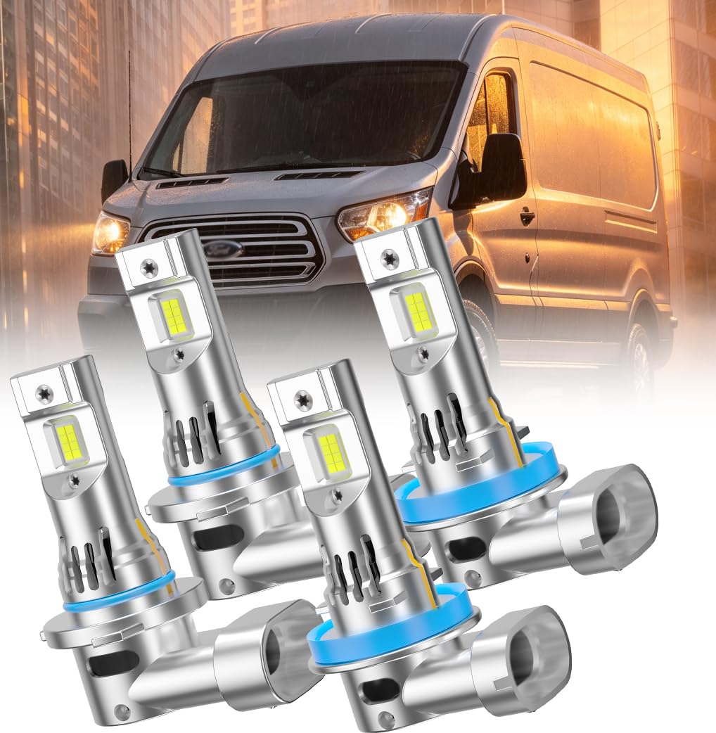 Photo 1 of ROADSUN 4-Pack 9005 H11 LED Headlight Bulbs for Ford Transit 150 250 350 2014-2023, 6500K Cool White 22000LM Hi/Lo Beam Combo with Cooling Fan, Plug and Play?2x9005 High Beam+2xH11 Low Beam?