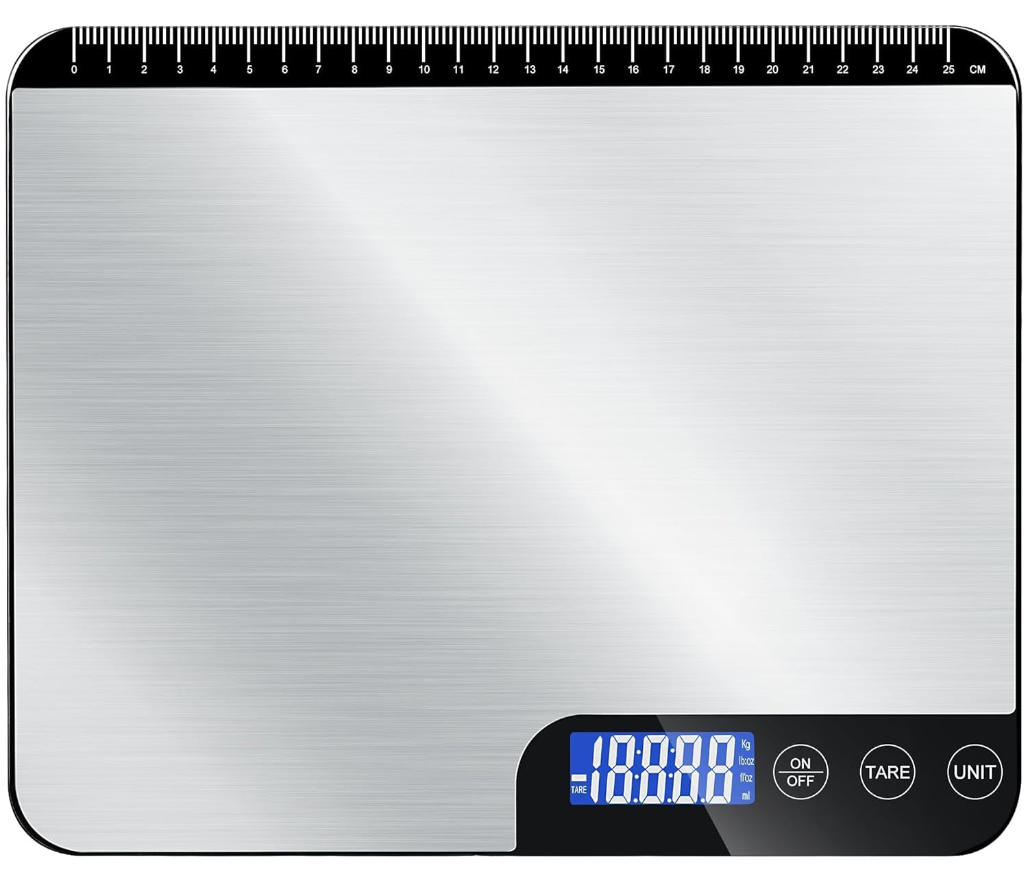 Küchenwaage Digitale mit LCD-Display und Tara-Funktion, Präzise 1g Messung zum Backen und Kochen, Hellsilber