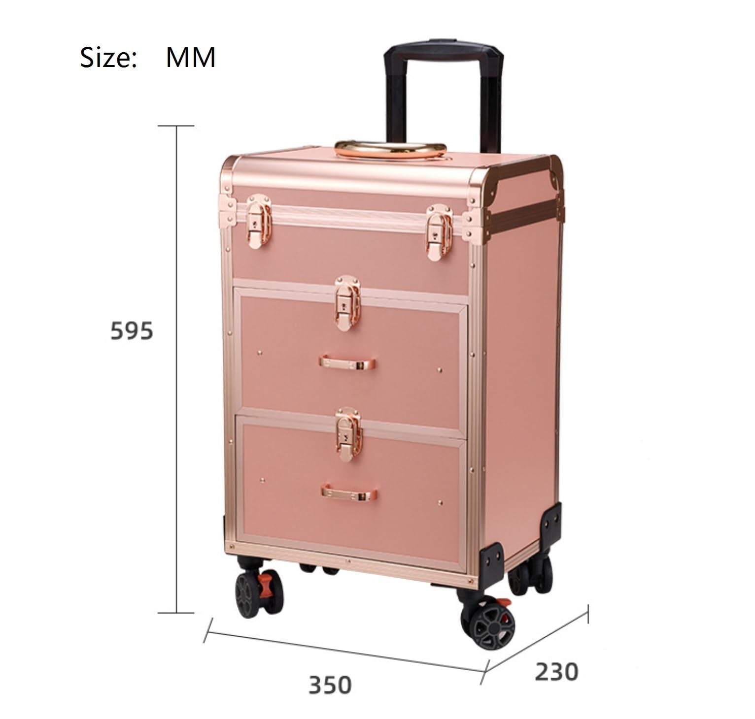 Estética Estuche De Maquillaje con Ruedas Y Cerradura For Salón, Carrito Peluquería, Organizador Viaje, Herramientas Carrito(Black)