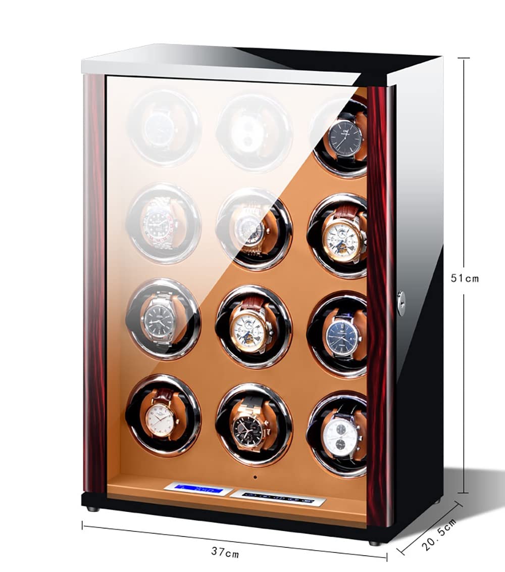 LXMQEF Automatyczna nakręcarka do zegarków na 2 3 4 6 12 zegarków farba do pieczenia fortepianu Pu skórzane zegarki pudełko ekspozycyjne cichy silnik LED Lights Watch Box Organizer