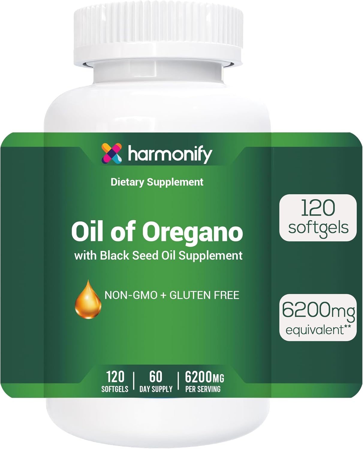 Oil of Oregano with Black Seed Oil Supplement for Immune & Digestive Support, Black Seed Oil, Oregano Oil Supplement, 120 Softgels, 60 Day Supply, Non-GMO & Gluten Free