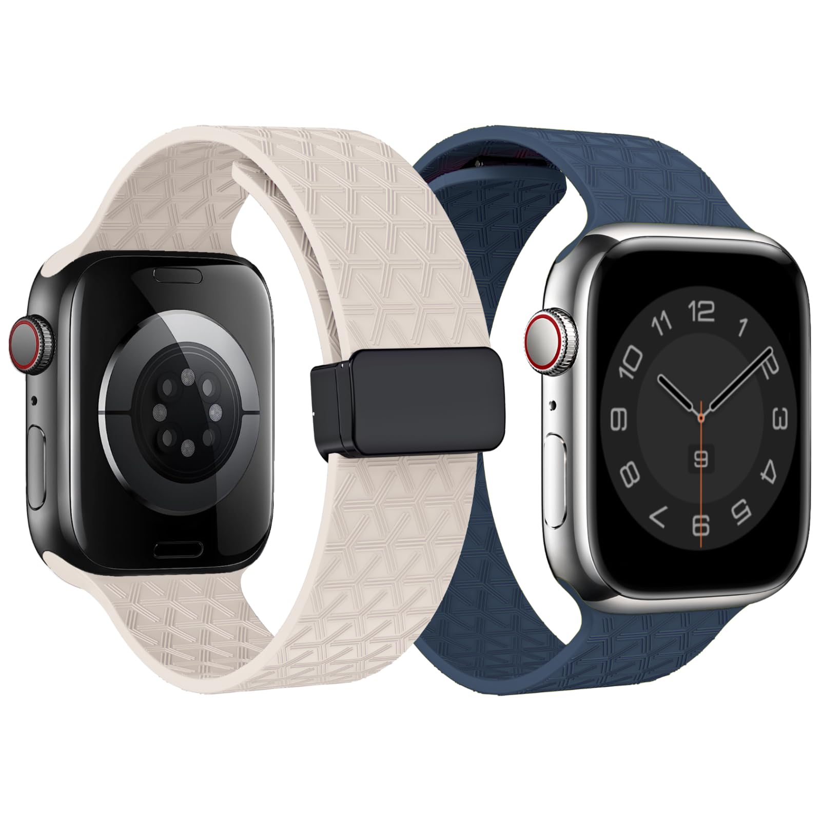 Photo 1 of 2 Packs D-Buckle Sport Bands Compatible with Apple Watch Band Ultra 2/Ultra SE Series 9/8/7/6/5/4/3/2/1 Silicone iWatch Band 49mm 45mm 44mm 42mm 41mm 40mm 38mm Women Men (42/44/45/49mm, Black/White)