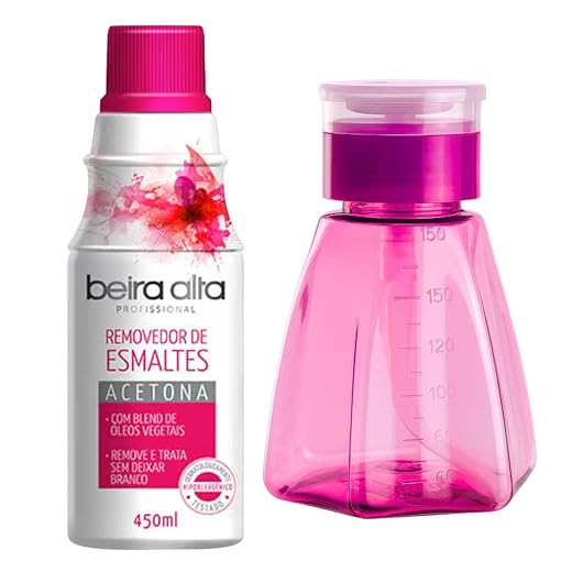 Acetona Removedor De Esmalte Aroma Frutas Vermelhas Zero Acetona 450 Ml + Dosador De Acetona 180 Ml