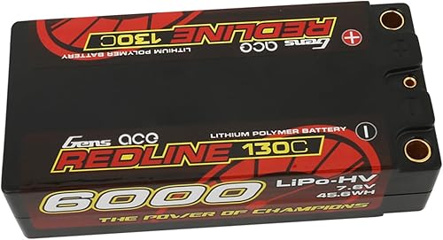 Gens ace Redline Series 6000mAh 7.6V 130C 2S2P HardCase HV Shorty Lipo Batería