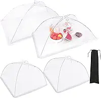 JULBEAR 4 peças de cobertura de alimentos de malha extra grande para barraca de guarda-chuva, capas de tela de alimentos para uso externo de malha pop-up reutilizáveis para festas, piqueniques, churrascos ao ar livre (2 peças 101,6 cm x 61 cm, 2 peças 43,1 cm x 43,1 cm)