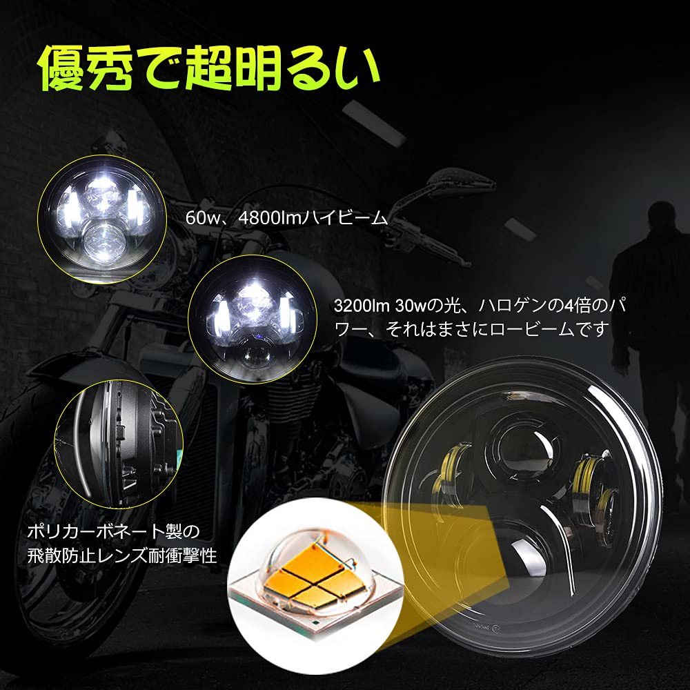 Amazon | Chelhead 7インチ led ヘッドライト ハーレーダビッドソン用