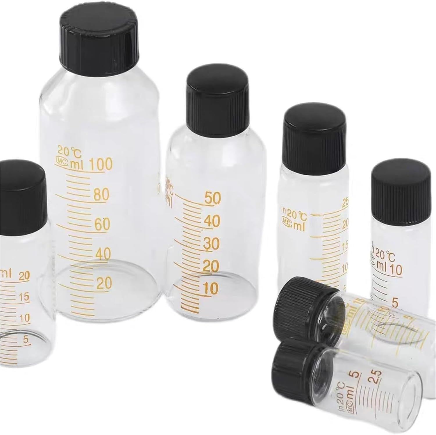 5ml to 1000ml Lab Graduation Round Borosilicate Glass Reagent Bottle Serum Bottle Graduation Sample Vials (5ml 10pcs)