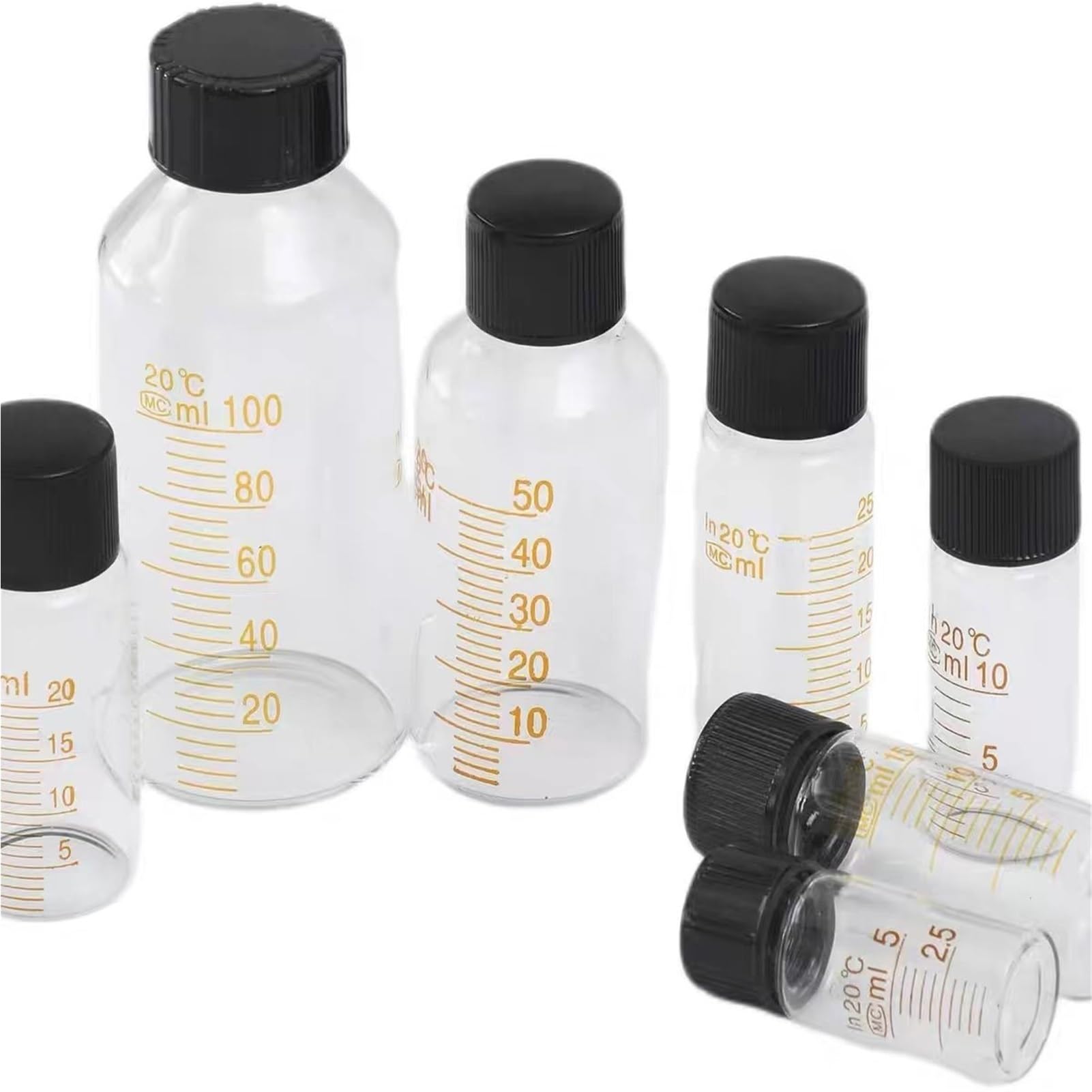 5 ml bis 1000 ml Labor-Reagenzflasche aus Borosilikatglas mit Graduierung, Serumflasche, Graduierung, Probenfläschchen(250ml 2pcs) | 250ml 2pcs