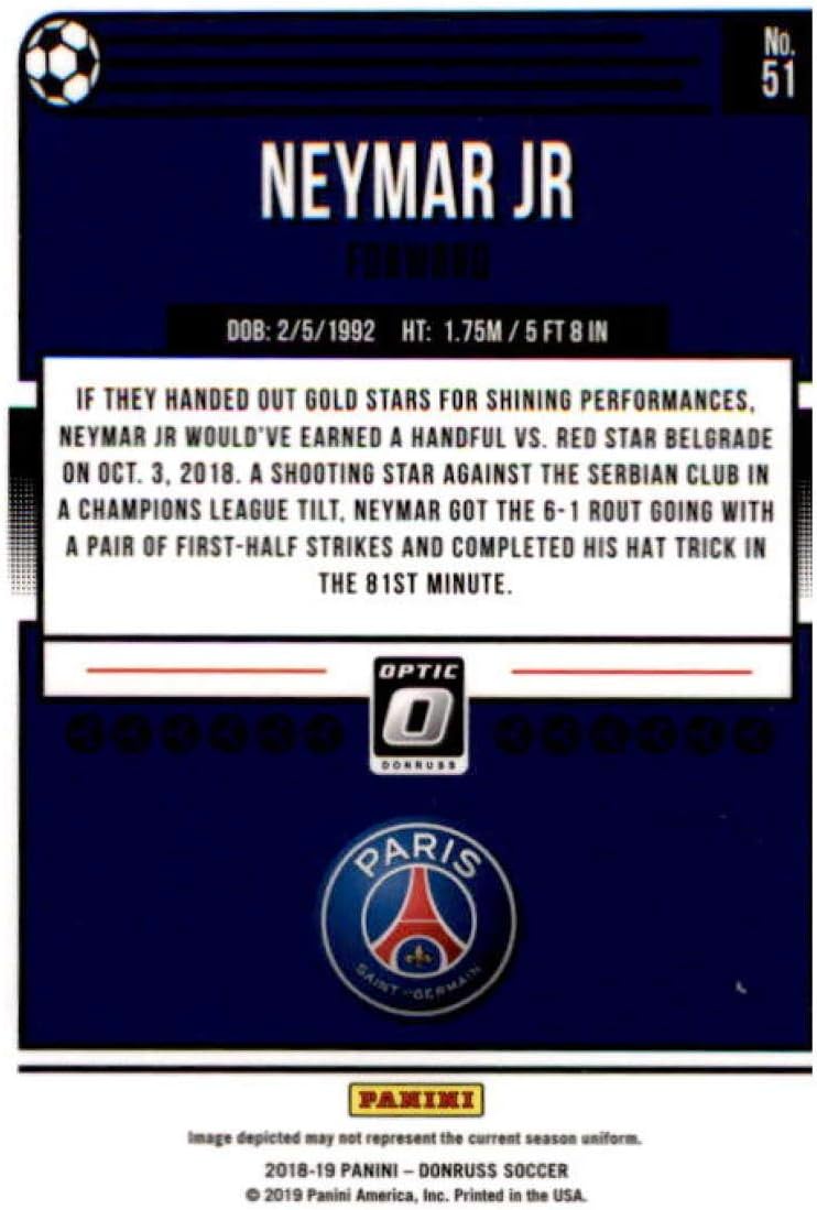 2018-19 Donruss Optic #51 Neymar Jr Paris Saint-Germain Official Panini Soccer 2018-2019 Futbol Trading Card