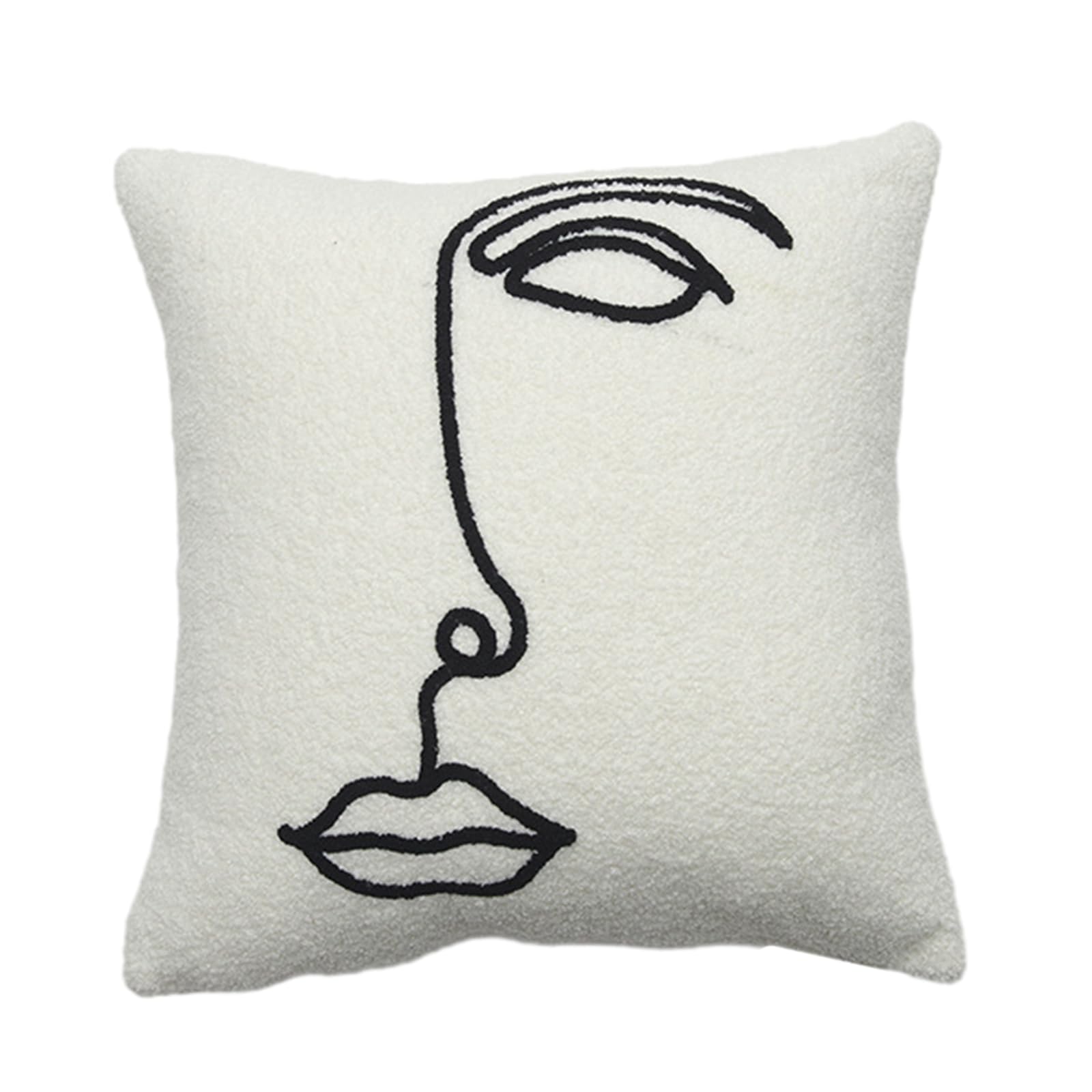 Chanlite Unique Pillow Case Sofa Cushion Cover Embroidered Beauty Face for Home Decorations Stylish and Artistic Design Unique Case Fine Embroidery Craftsmanship
