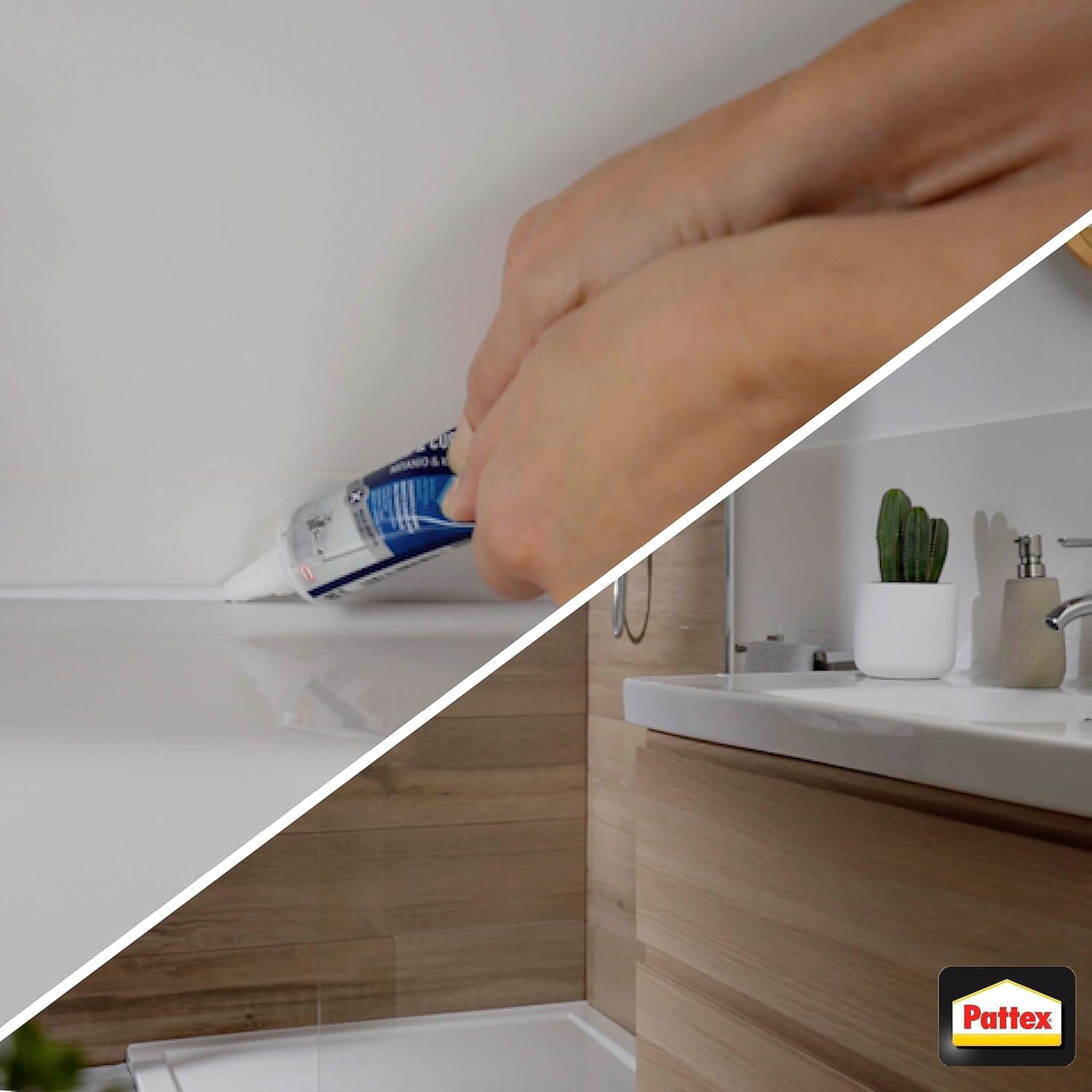 PATTEX Sigillante Bianco Bagni&Cucine 3x Protection, Silicone Bianco per Bagno Antimuffa, Silicone Impermeabile, Flessibile e a Lunga Durata, 1 Tubo da 50 ml
