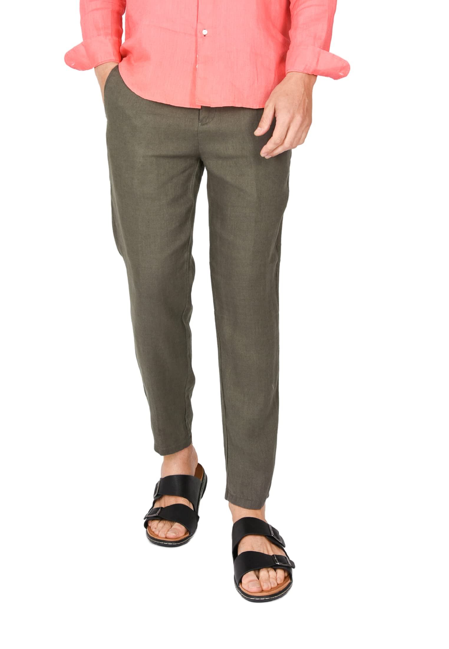 Ciabalù Pantalone Uomo Lino Elegante Pantaloni Capri Estivo Fresco e Comodi Tasca America Taglie Forti