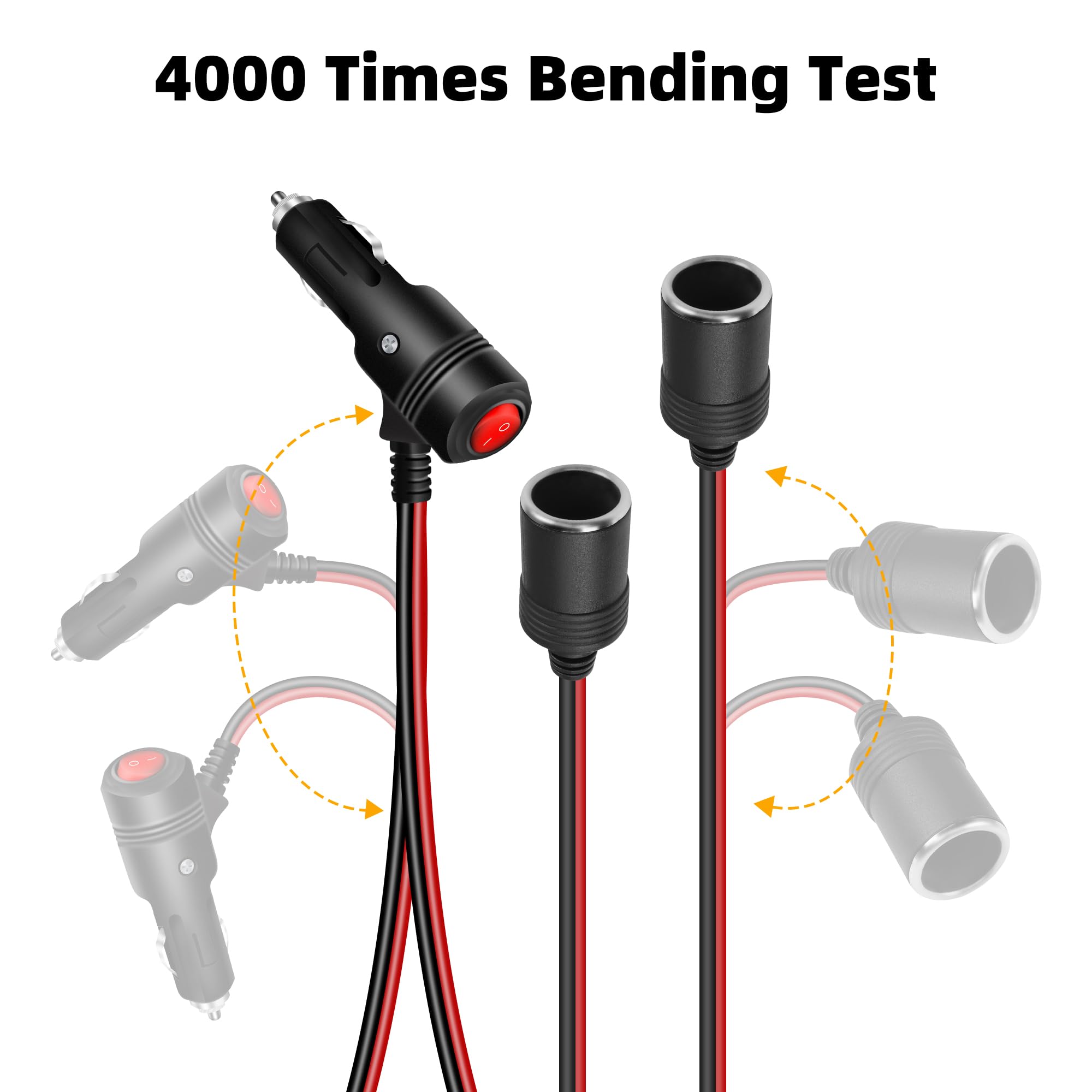 Giantdeer 1M Presa Accendisigari 12V Cavo di Prolunga,1 Spina Maschio a 2 Prese Accendisigari con Interruttore,1a 2 Prolunga Accendisigari + Doppia USB Caricabatteria da Auto per 12V/24V Auto, Camion
