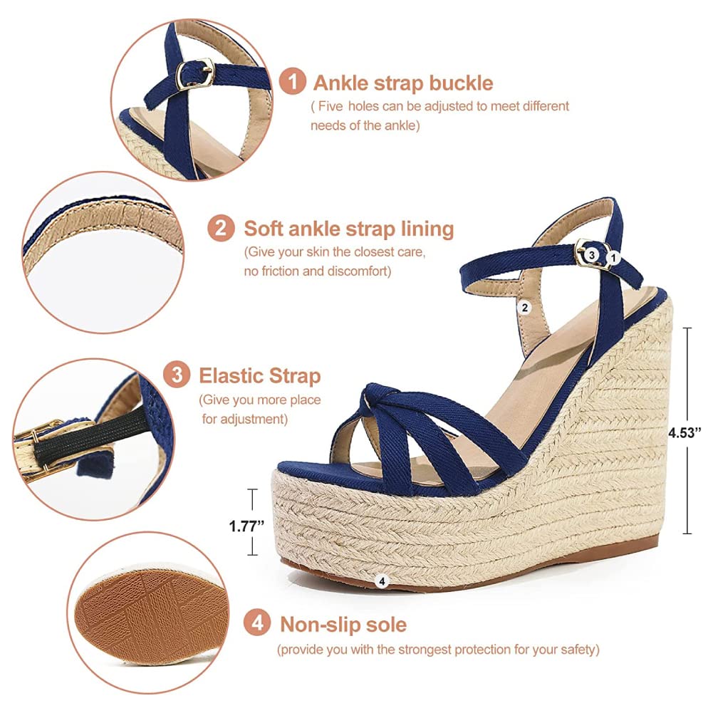 mikarka Sandals for Women 2025: Comfortable Wedge Platform Sandals Women - Braided Espadrilles for Women Ankle Strap Open Toe Wedges Heels Beach Sandals Summer Shoes