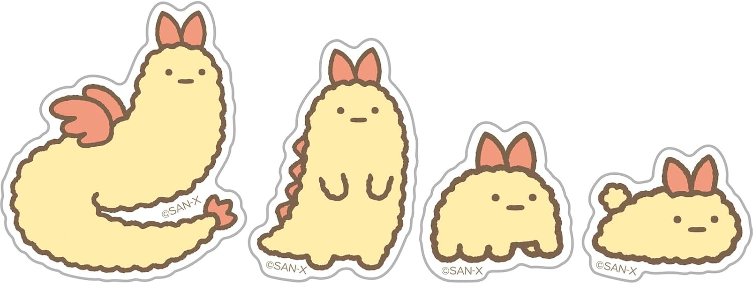 San-X Sumikko Gurashi SE65702 What if Sumikko Evolved? Process of Evolution Sticker Set, Shrimp Furano Tail, H2.5 x W2.4 x 0.04 inches (63 x 60 x 1 mm)