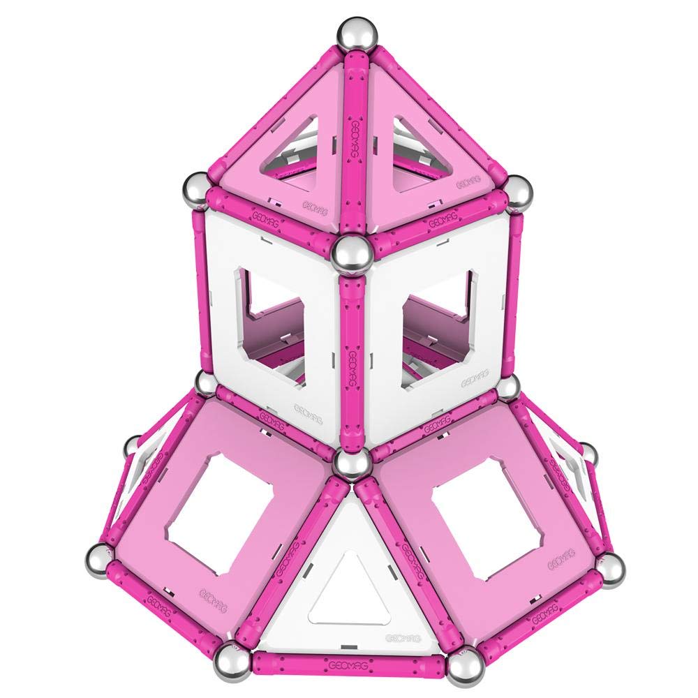 Geomag - Classic Rosa -104 Piezas - Bloques de Construcción Magnético para Niños a Partir de 3 Años - Juegos Magnéticos - Construcción 3D -Montessori- Desarrolla la Creatividad - Fabricado en Suiza