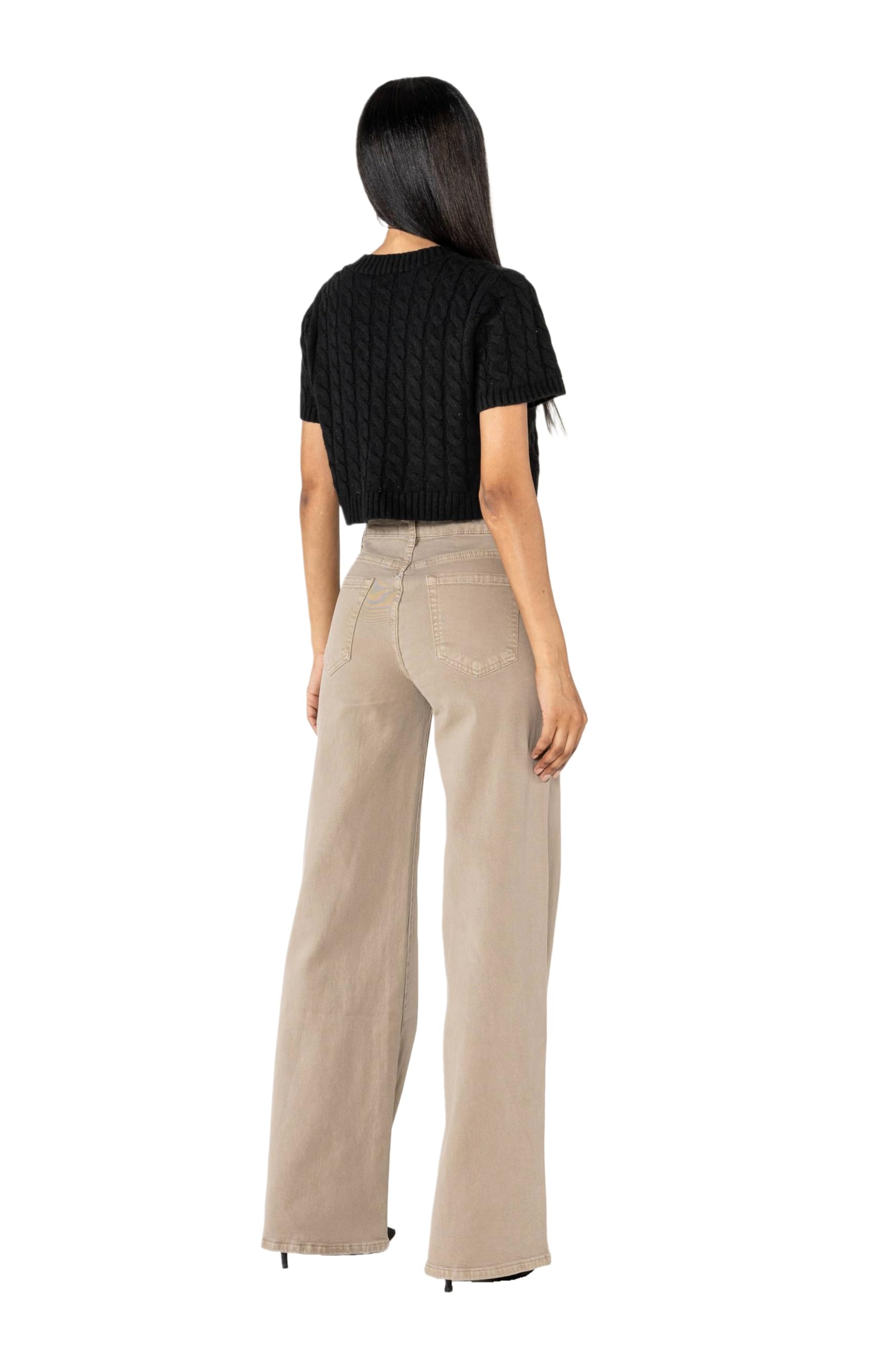 Nina Carter J251 damskie spodnie jeansowe z wysokim stanem szerokie nogawki rozciągliwe Used Look