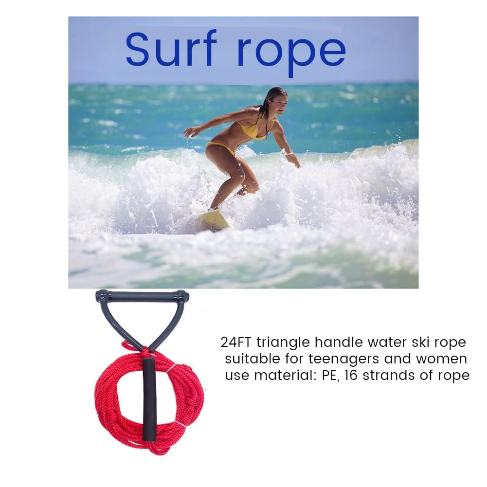 Corde de remorquage robuste et polyvalente pour genouillère, ski nautique, surf, wakeboard, 7,5 m, rouge, PE