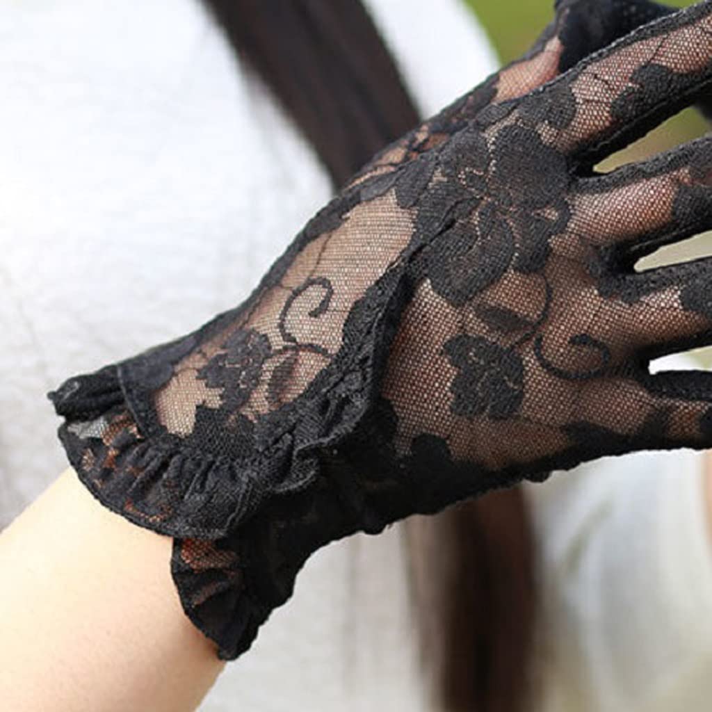 SePkus Guanti in Pizzo Guanti di Loto in Pizzo da Guida Estivi da Donna (Colore : Nero, Dimensioni : 24cm) (Black 24cm)