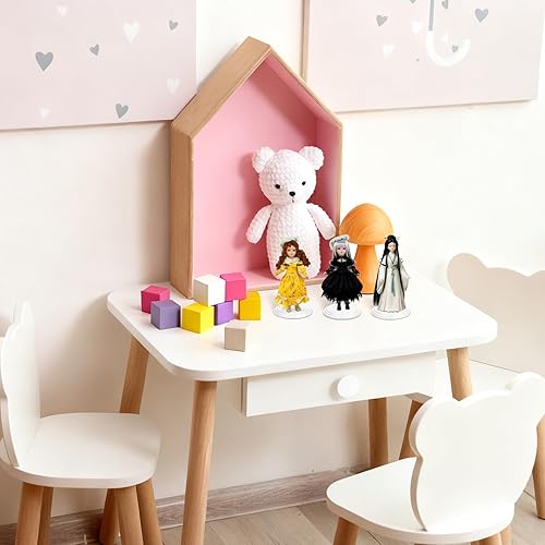 Miniatura 8 de TOYANDONA Soporte de muñeca de 4 piezas para figura de acción, soporte portátil de oso de peluche para mini muñecas