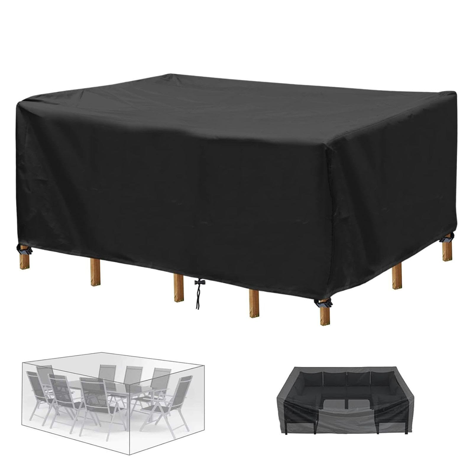 BBOVOBB Outdoor Garden Furniture Covers,300x160x100cm(LxWxH) Rectangular Rattan Furniture Covers 420D Oxford Anti-UV Tear-Resistant Patio Furniture Cover for outside Rectangle,Patio Set Cover,