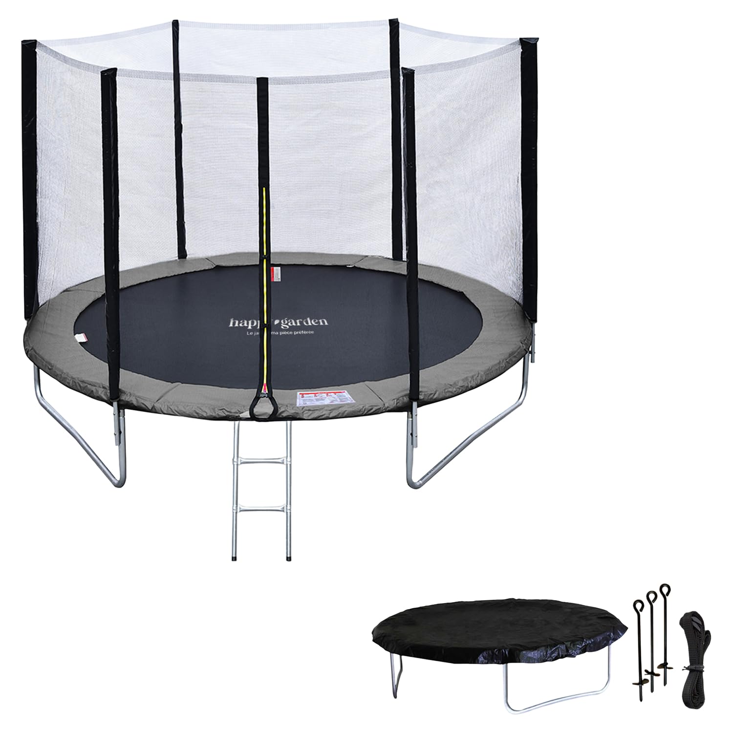 Pack Premium Cama elástica 245cm Reversible Canberra + Red de Seguridad, Escalera, Lona y Kit de Anclaje