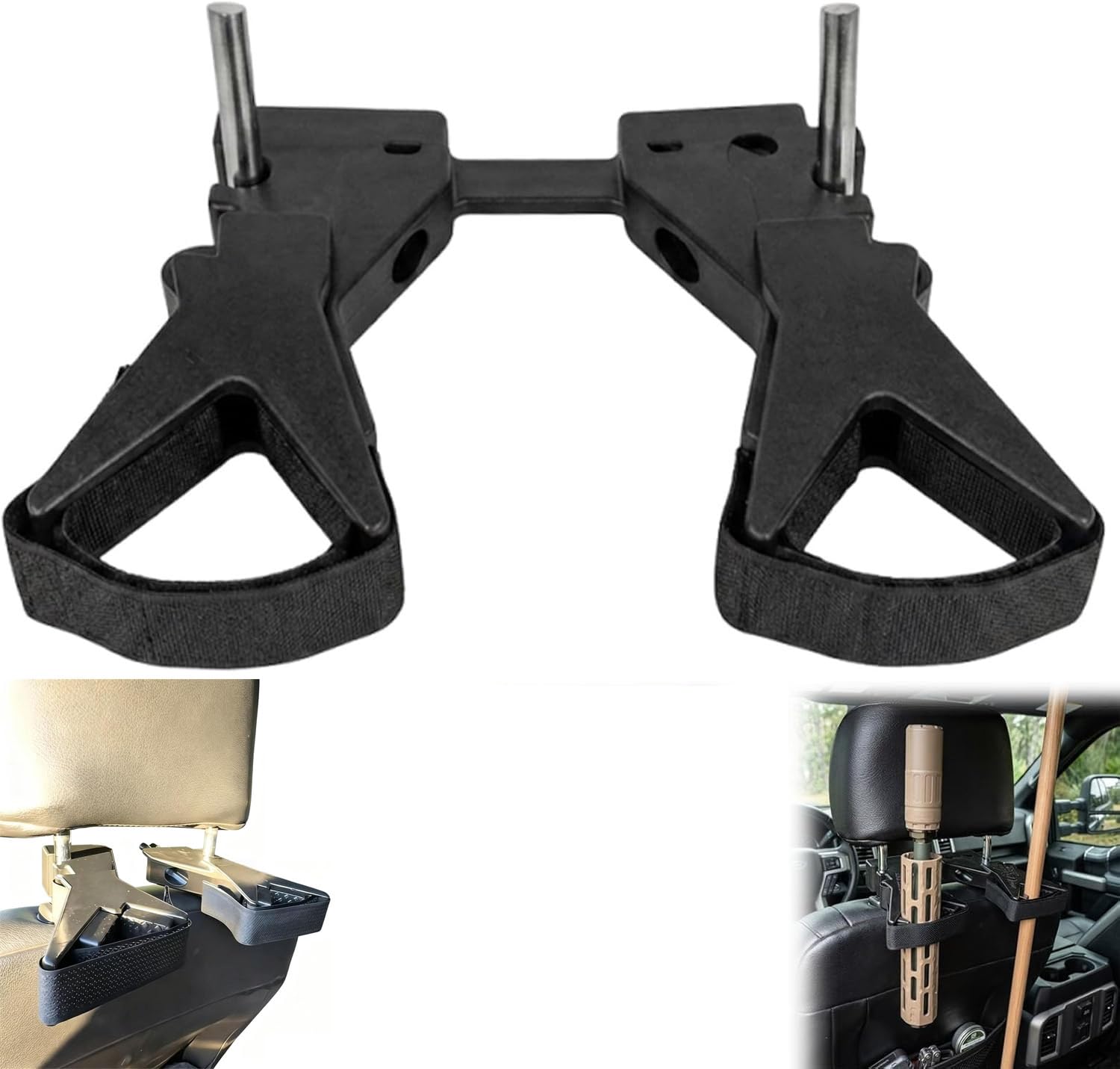 Universal Seat Back Gun Rack,Adjustable Vehicle Guns Holder,Seat Back Easy to Install Vertical Guns Holder,Auto Front Headrest Mount,Secure Storage for Trucks,Cars