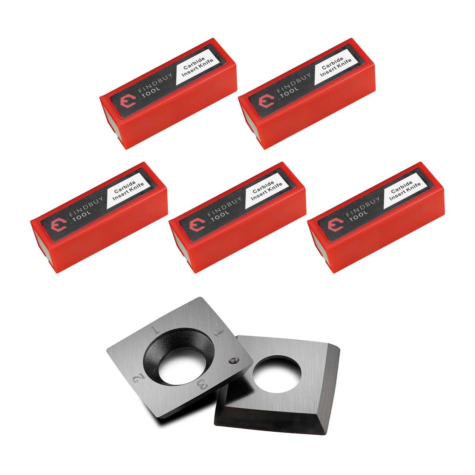 Findbuytool Carbide Inserts cutters (15x15x2.5mm-30°-R150-4R0.5) Insert for Woodworking Helical Cutter Head Tools, 10 Pcs (10)