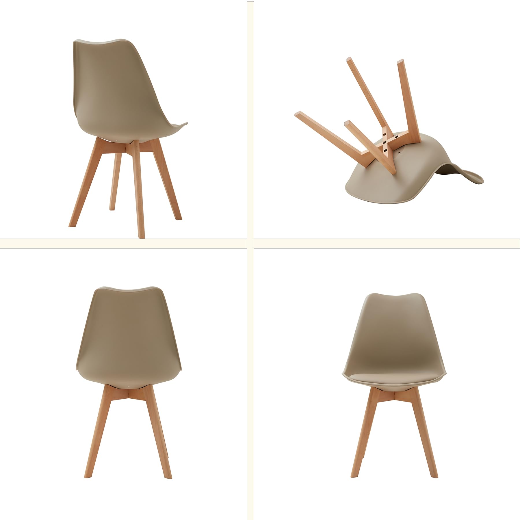 GrandCA HOME Table à Manger Rectangulaire avec 4 Chaises Rembourrées Ensemble de Salle à Manger, pour la Maison, Le Bureau, la Cuisine, Beige