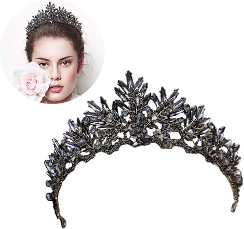 FRCOLOR Tiaras de joyería para el cabello para niñas, coronas y tiaras de princesa con diamantes de imitación vintage, corona de novia para