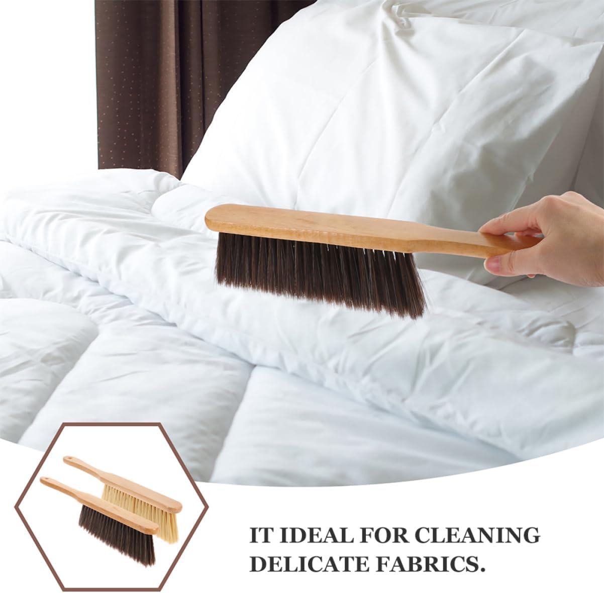 Unomor 4pcs Soft Brush Duster with Long Wooden Handle for Deep Cleaning Beds Sofas and Furniture Hand Broom for Home Dusting and Maintenance