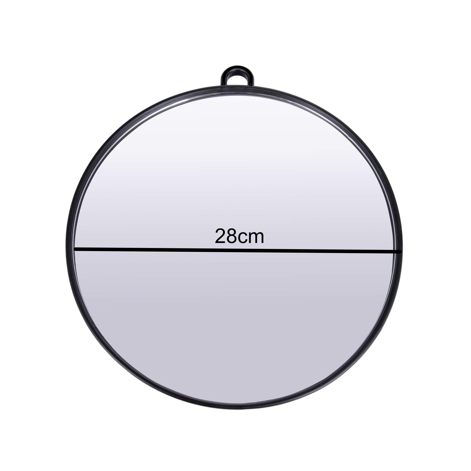 PONIK'S PROFESSIONAL - Specchio da parrucchiere portatile nero professionale per parrucchiere da salone, 28 cm, rotondo