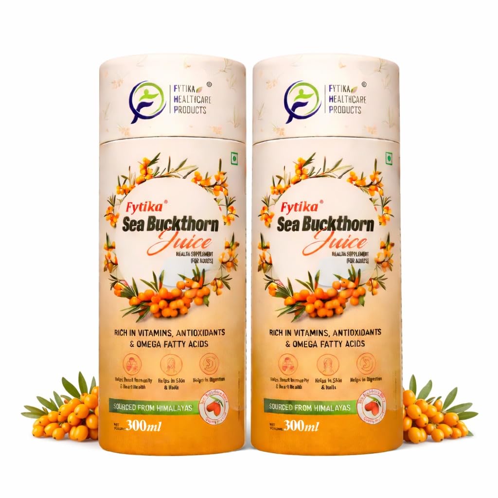 Fytika Sea Buckthorn Juice - 300 ML (PACK OF 2) | Pulp Concentrate Made for Your Total Body Care & Wellness | Rich in Vitamin C, Omega 3, 6, 7, 9 & Antioxidants | For Men & Women discount deal