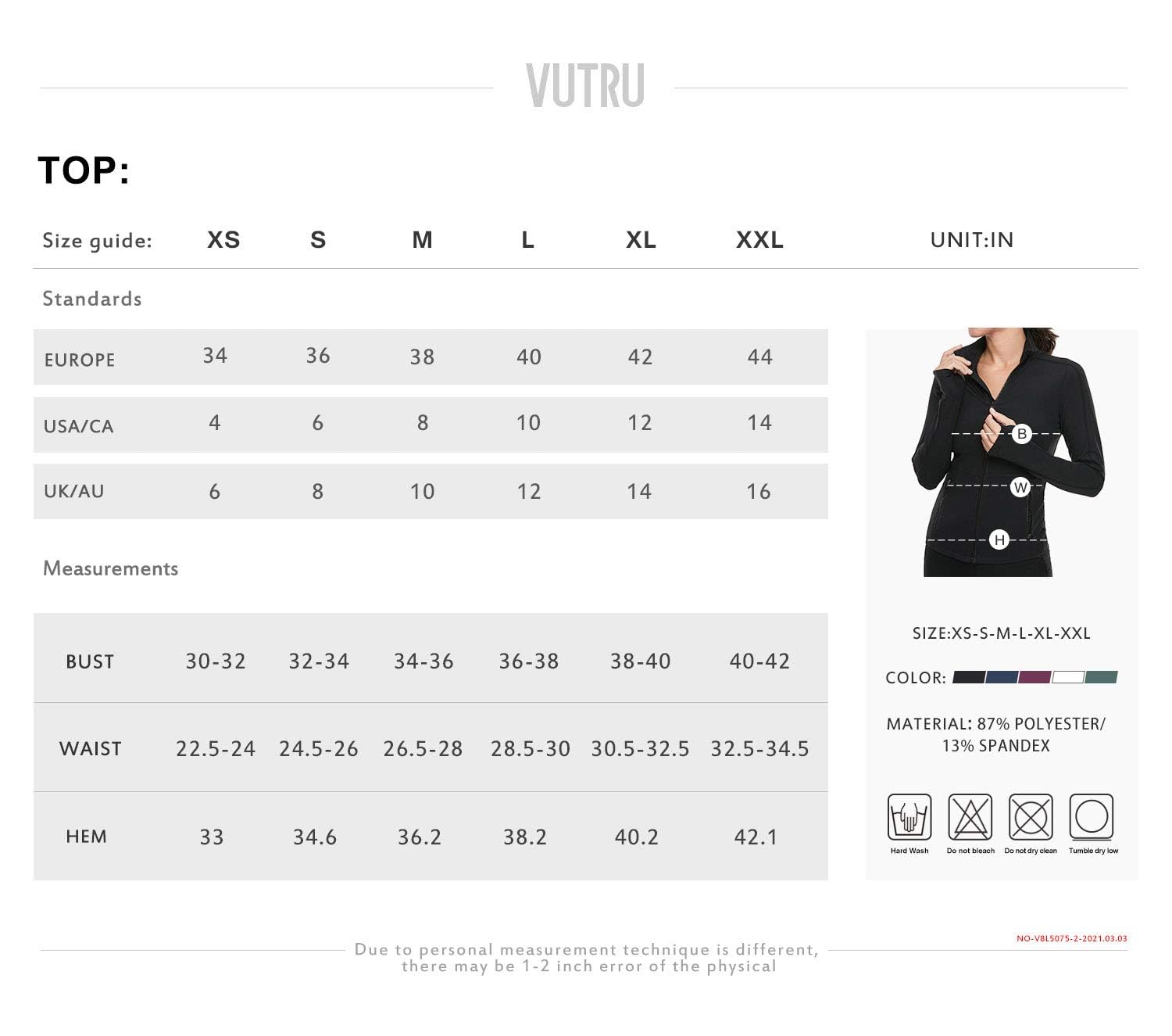 VUTRU Veste de course à col haut pour femme, légère, à manches longues, pour le yoga, le fitness, veste de survêtement respirante avec trous pour les pouces et fermeture éclair intégrale, Noir , S