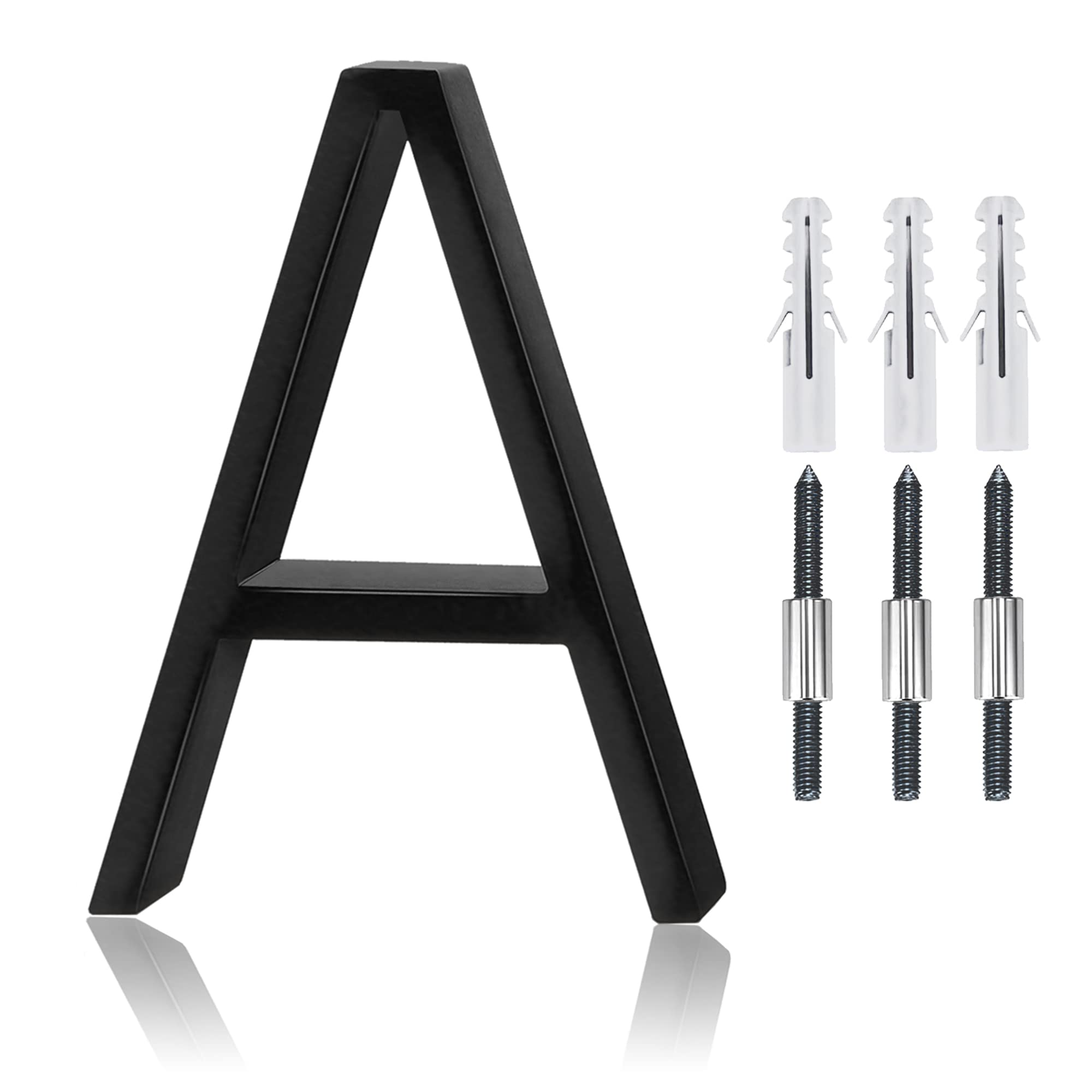 5" Stainless Steel Floating House Number, Metal Modern House Numbers, Mailbox Decor Number with Nail Kit, Coated Black, 911 Visibility Signage (A)